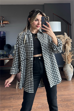 Kaz ayağı desen oduncu gömlek