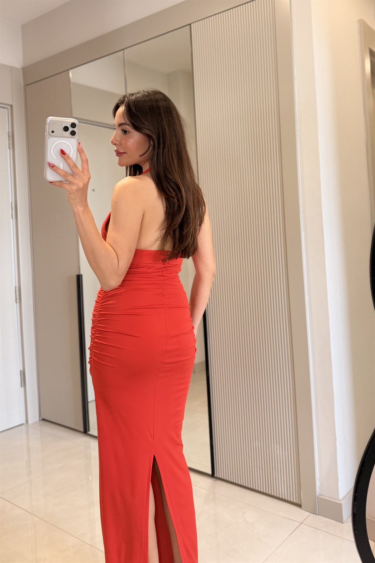 Keira Nar Çiçeği Aksesuar Detaylı Elbise