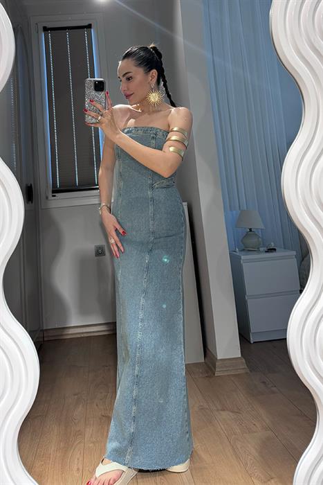 Keitha Straplez Orj Marka Denim Elbise