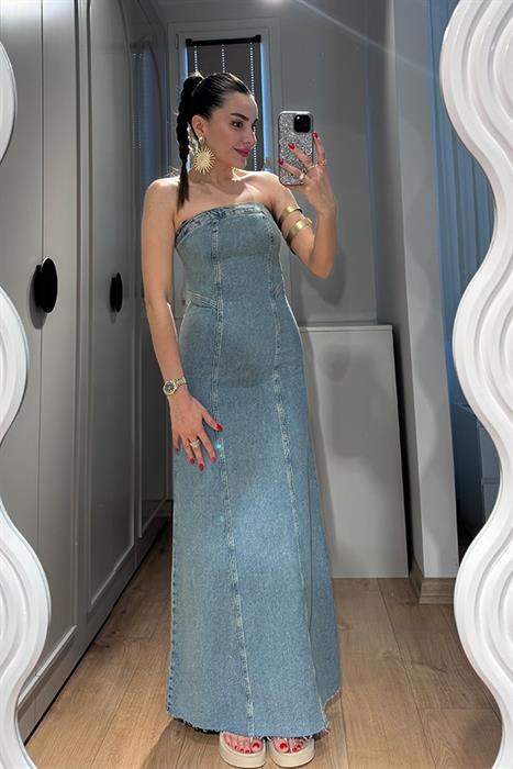 Keitha Straplez Orj Marka Denim Elbise