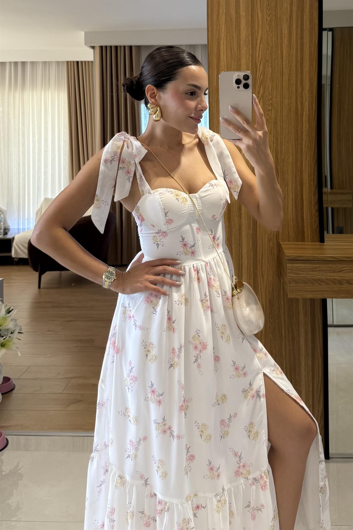 Kelvin Çiçek Desen Şifon Elbise