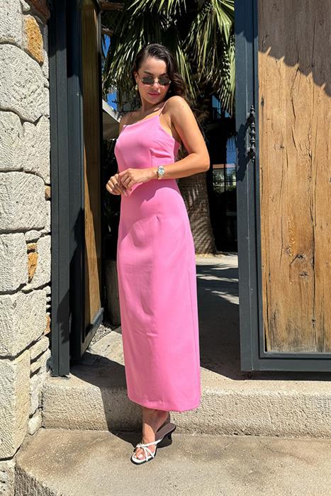 Kendrick İnce Askılı Pembe Elbise