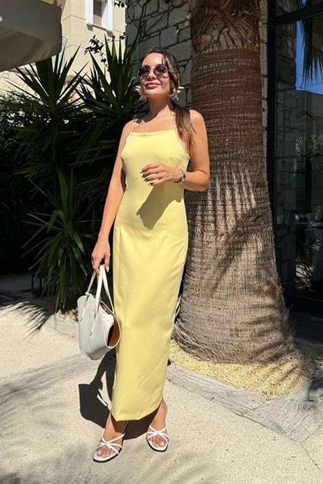 Kendrick İnce Askılı Sarı Elbise