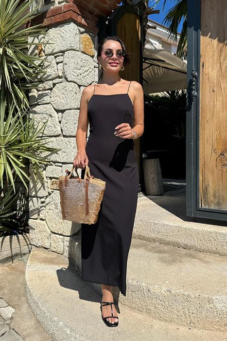 Kendrick İnce Askılı Siyah Elbise