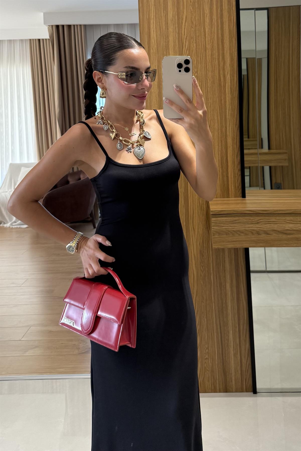 Kenway Siyah Streç İpli Elbise