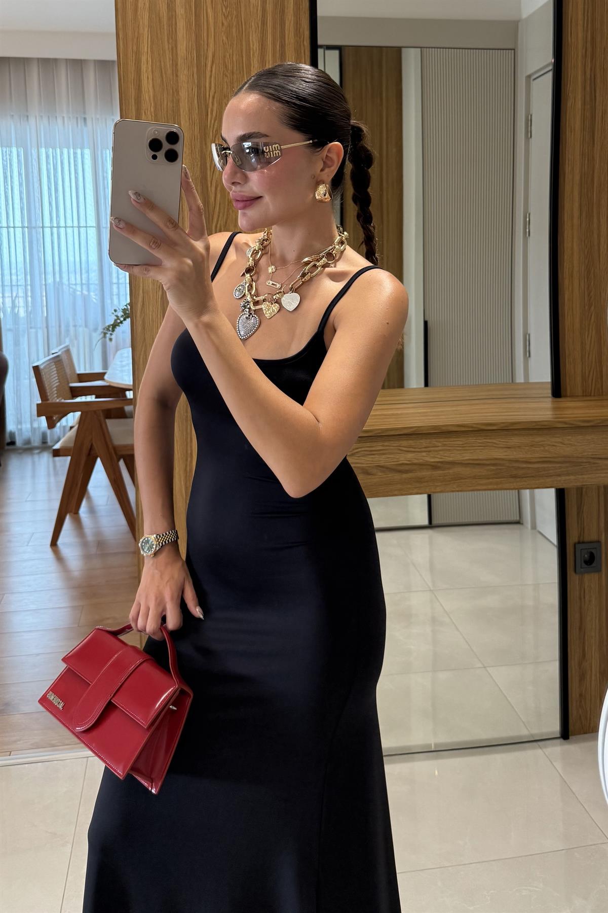 Kenway Siyah Streç İpli Elbise