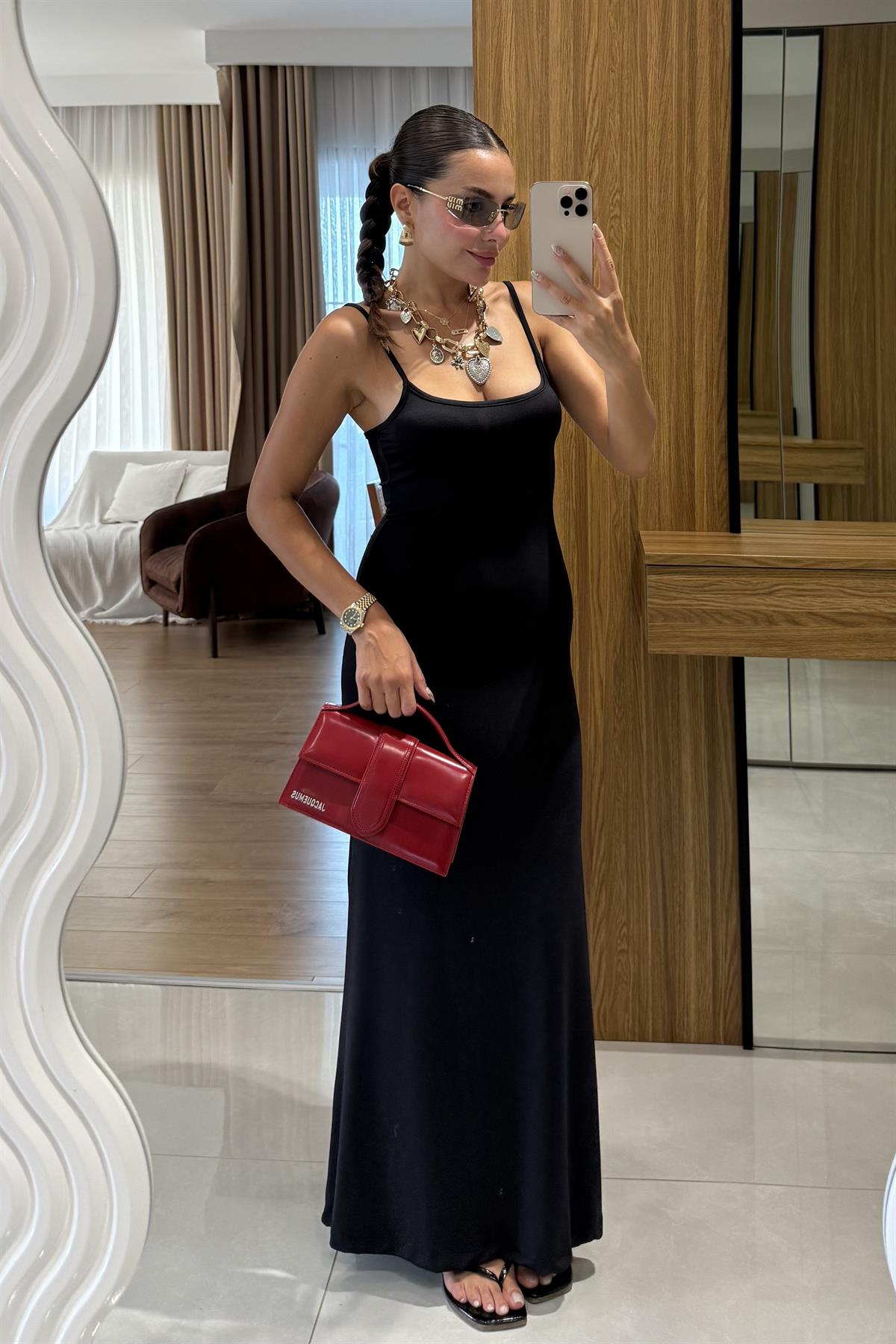 Kenway Siyah Streç İpli Elbise