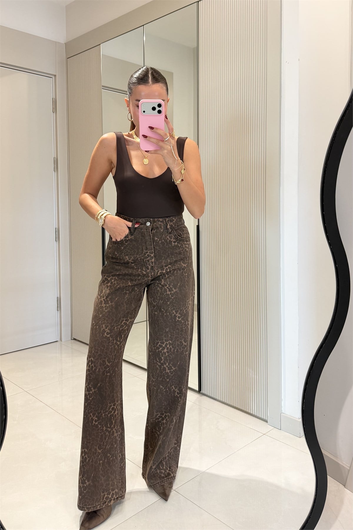 Keona Kahverengi Leopar Pantolon