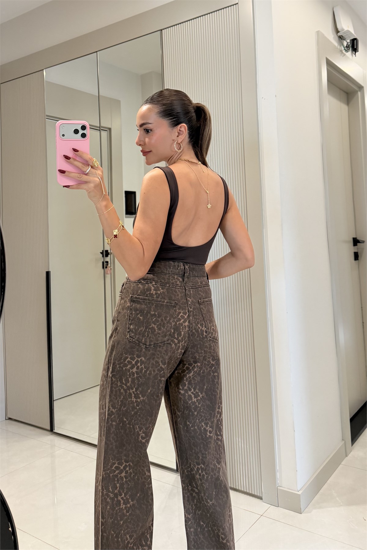 Keona Kahverengi Leopar Pantolon