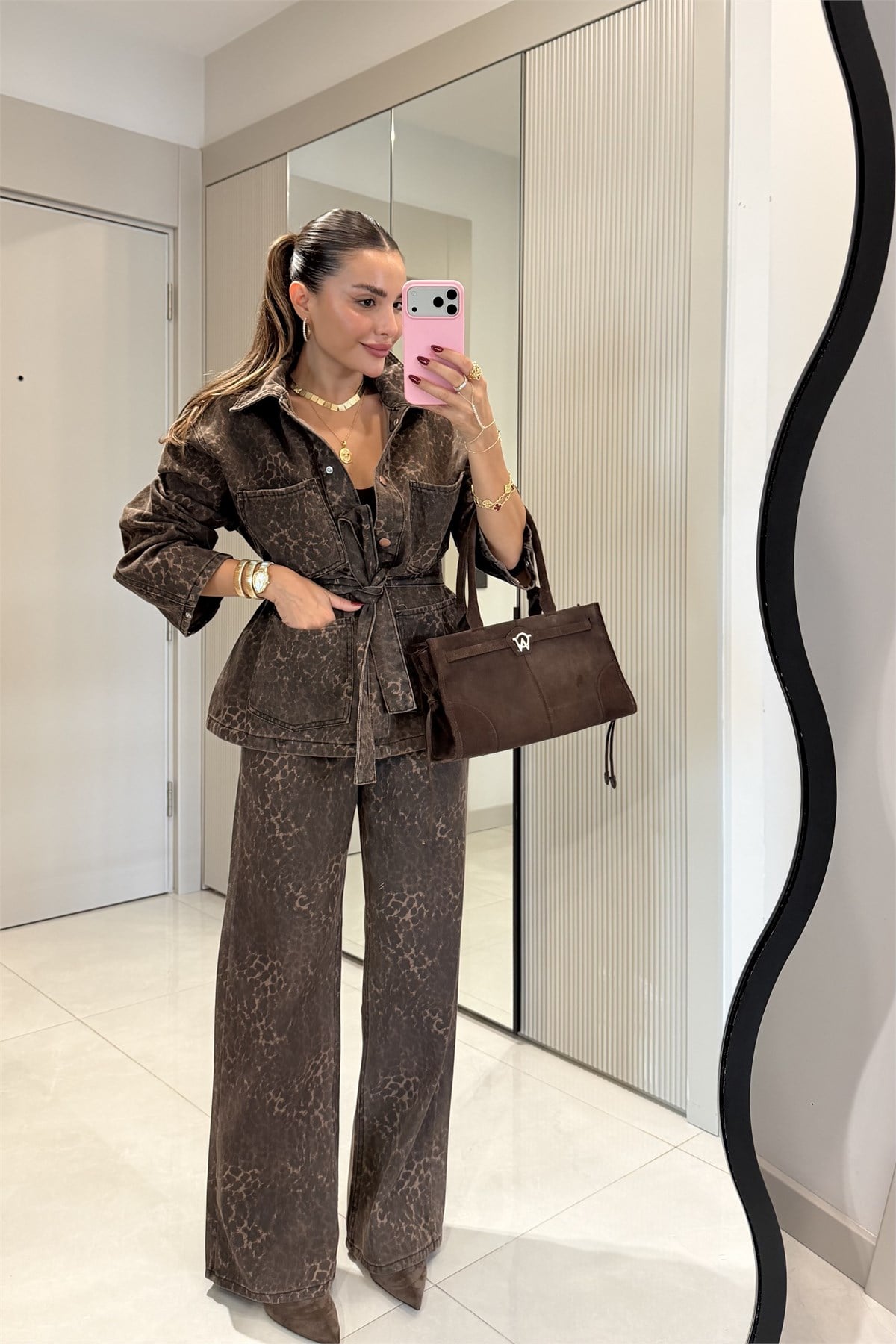 Keona Kahverengi Leopar Pantolon