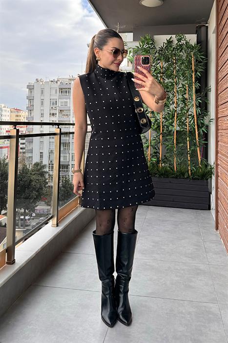 Keyti Balıkçı Yaka Sıfır Kol Tasarım Elbise