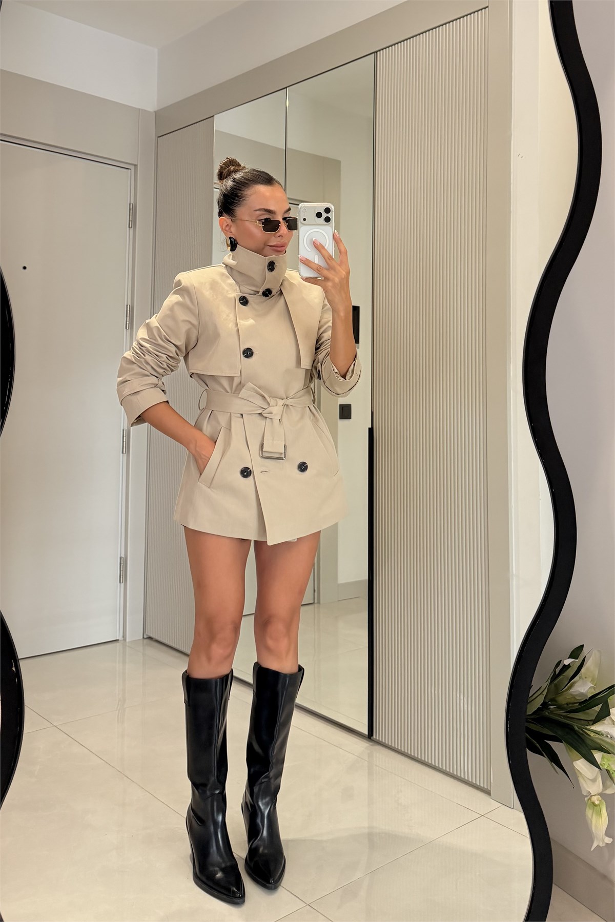 Kiara Taş Kemerli Trençkot