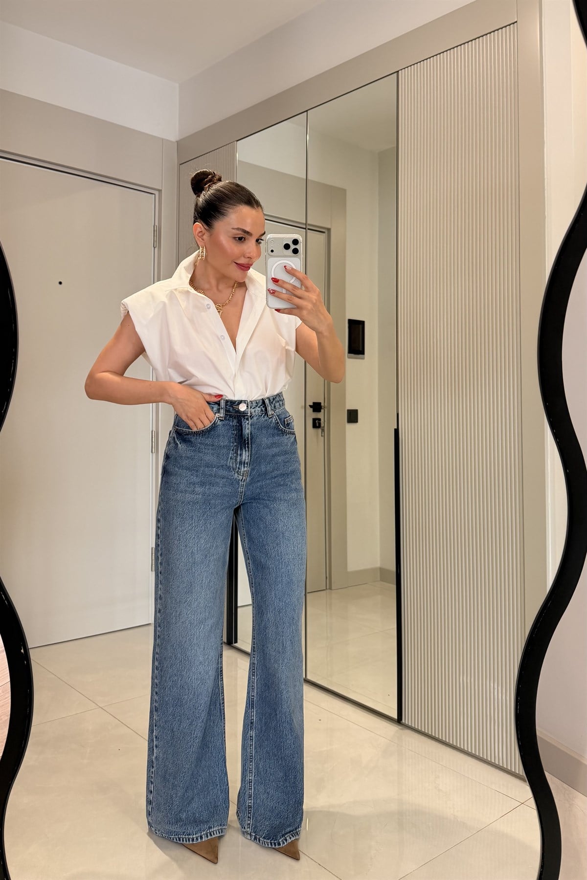 Kindy Midblue Wide Leg Jean