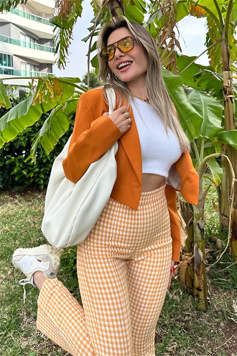 Kiremit renk mini blazer ceket