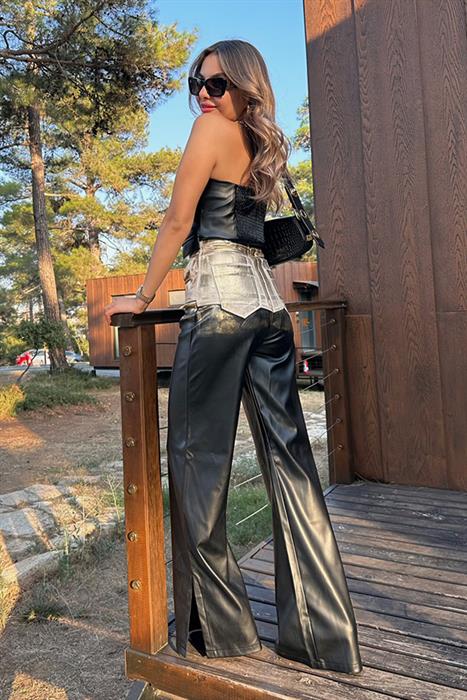 Klau Deri Straplez Crop
