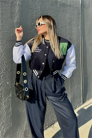 Boho lacivert bomber ceket
