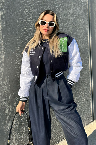 Boho lacivert bomber ceket