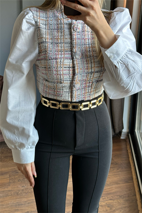 Kolları poplin renkli çizgili tüvit gömlek