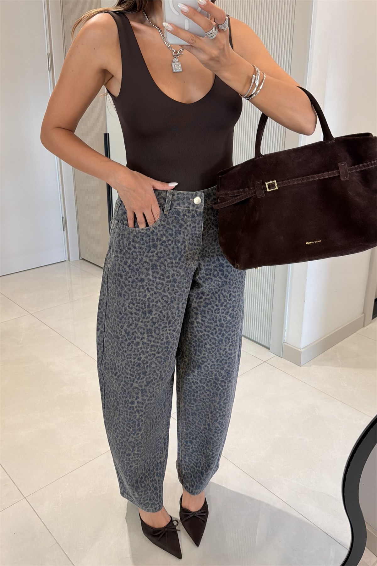 Kosova Leopar Desenli Baggy Jean