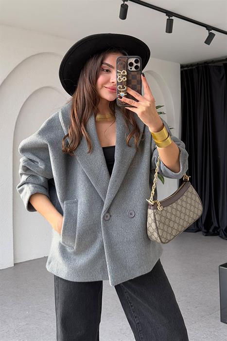 Kristi Gri Kaşe Kaban