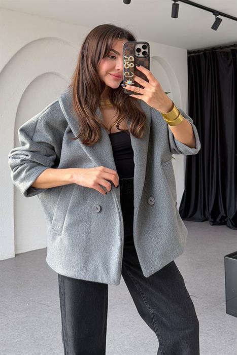 Kristi Gri Kaşe Kaban