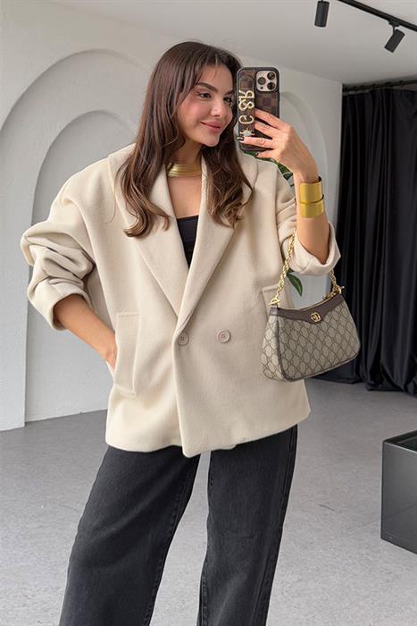 Kristi Krem Kaşe Kaban