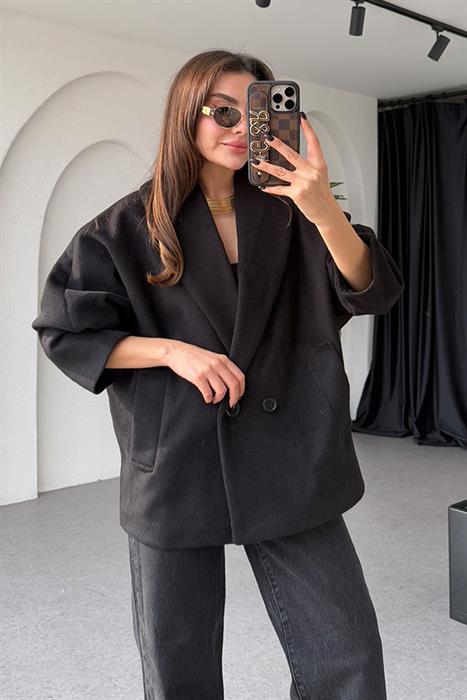 Kristi Siyah Kaşe Kaban