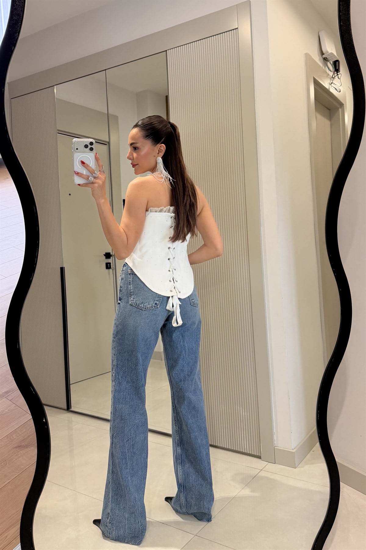 Labella Beyaz Silver Detaylı Korse Büstiyer