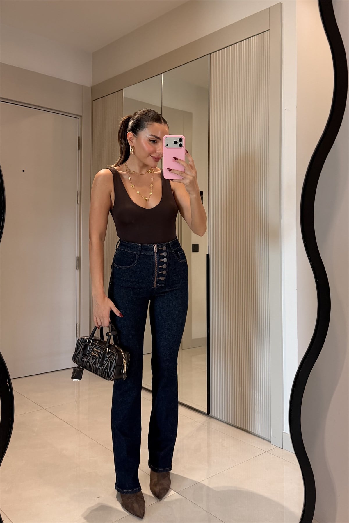 Lacorino Darkblue Düğme Detaylı Jean