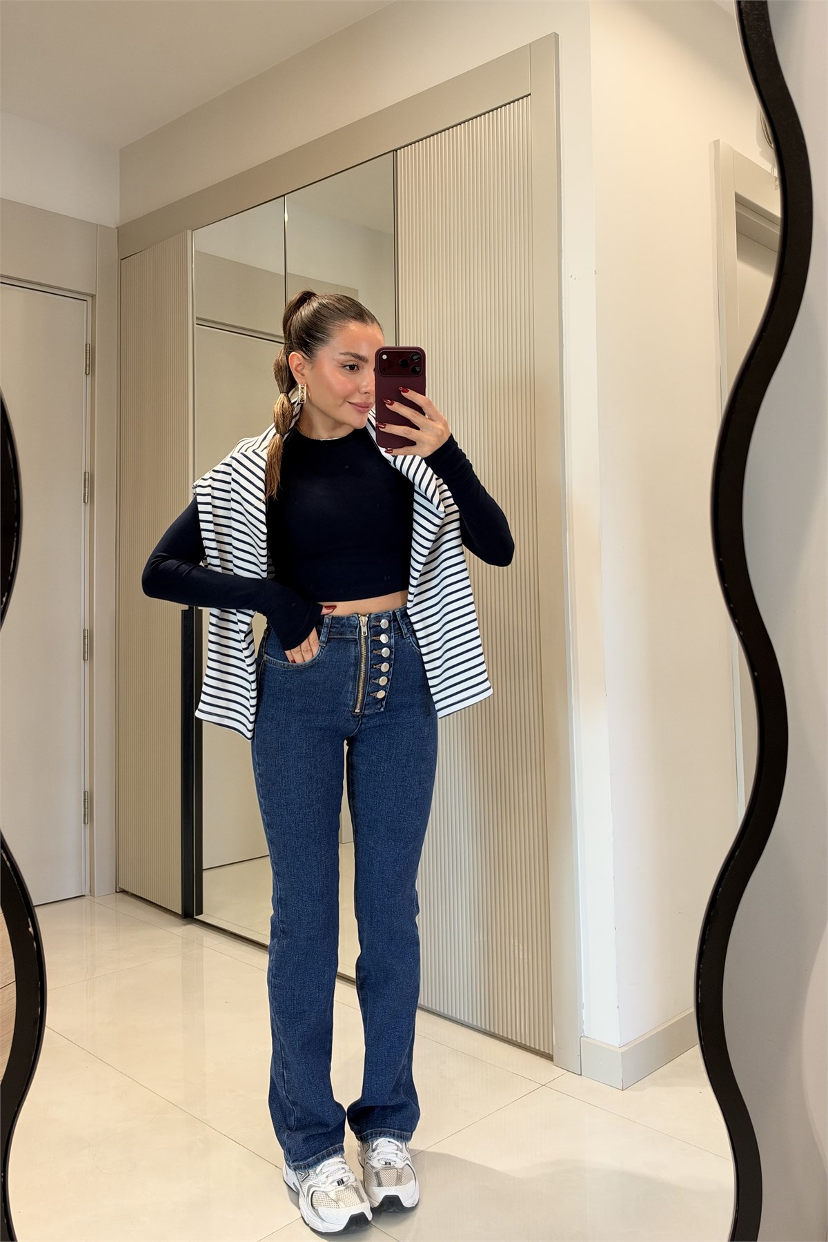 Lacorino Midblue Düğme Detaylı Jean