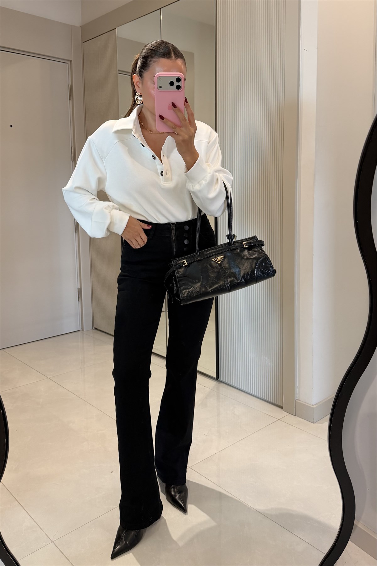 Lacorino Siyah Düğme Detaylı Jean