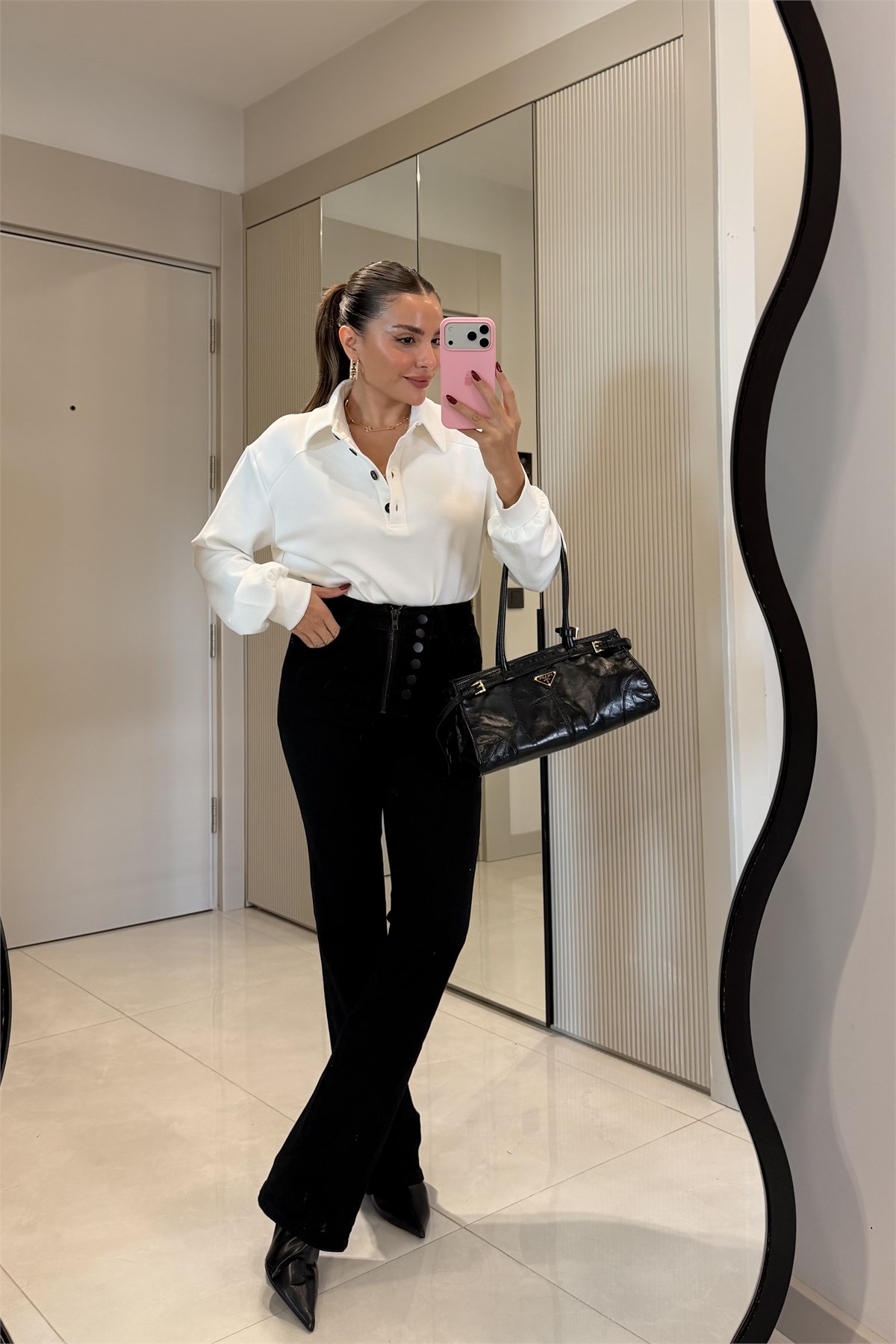 Lacorino Siyah Düğme Detaylı Jean
