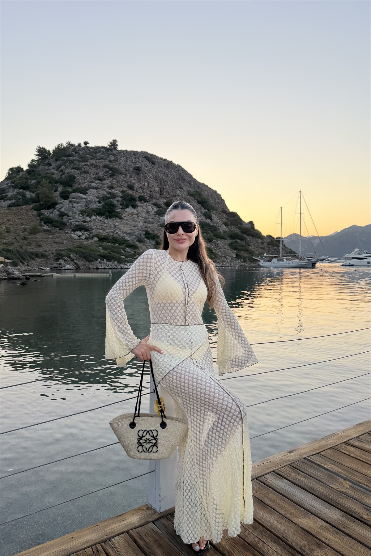 Laluna Sarı Fularlı İspanyol Kol Elbise