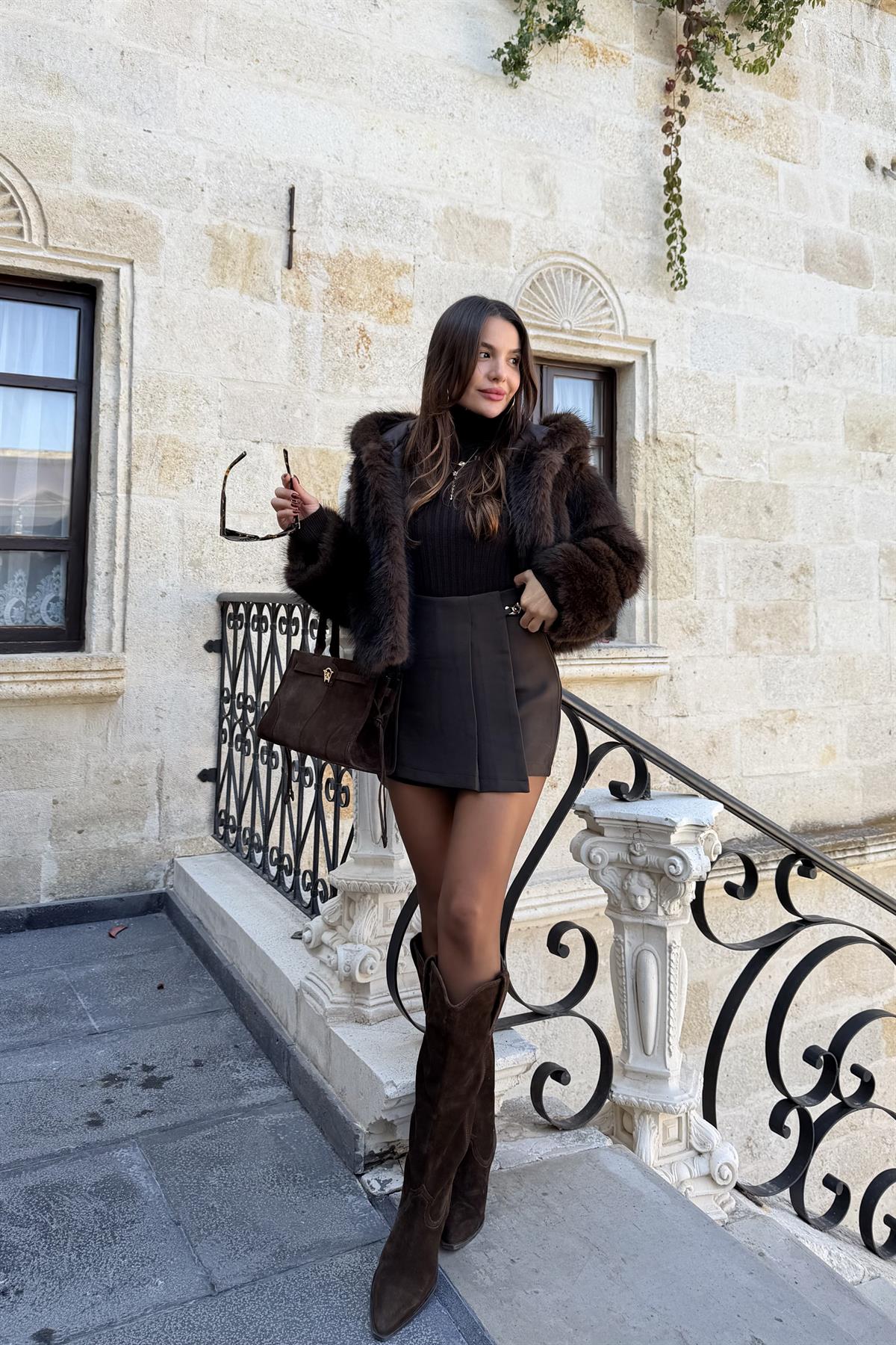 Lamira Kahve Şort Etek