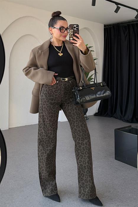 Lance Haki-Siyah Leopar desen Jean 