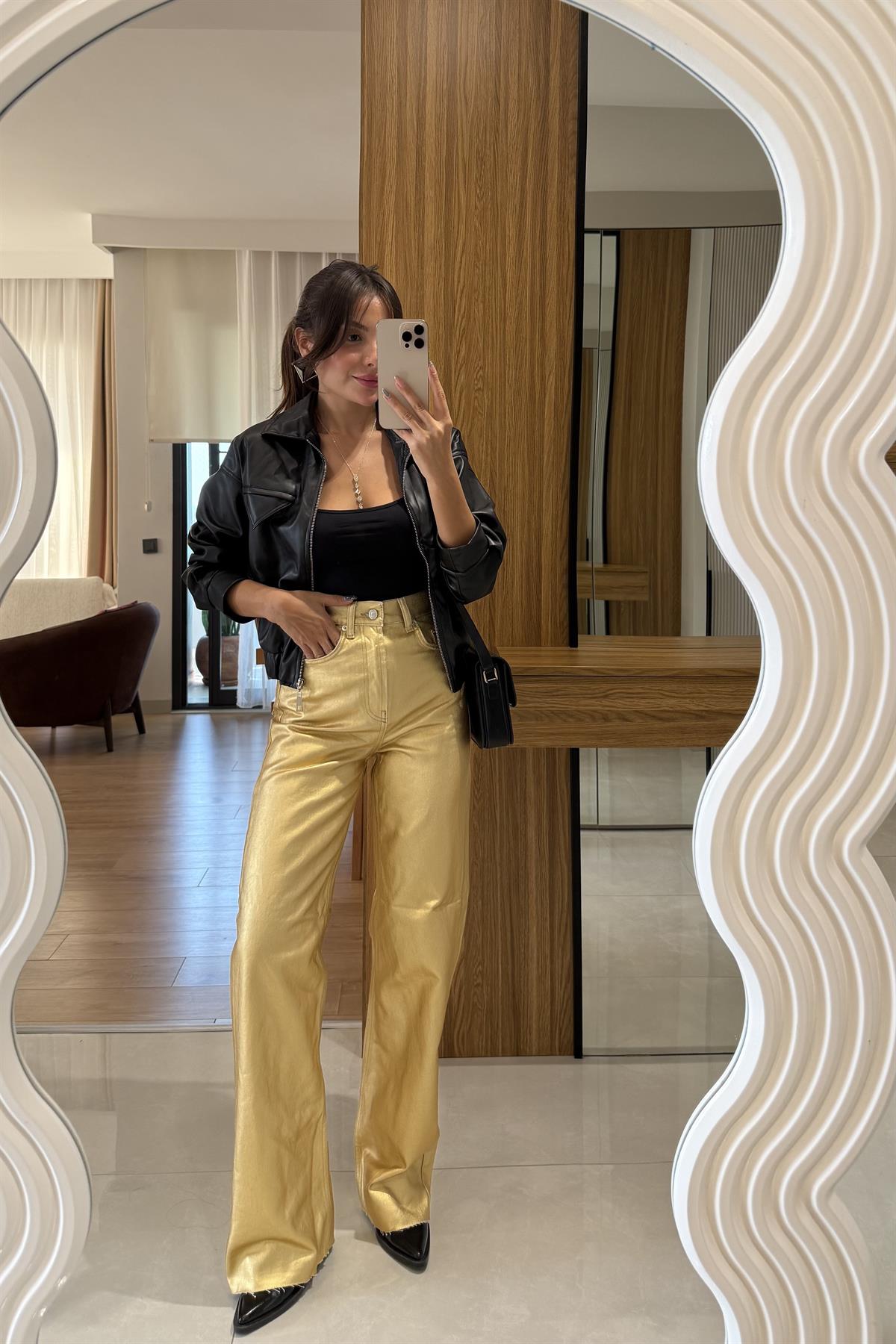 Laser Gold Mumlu Palazzo Pantolon