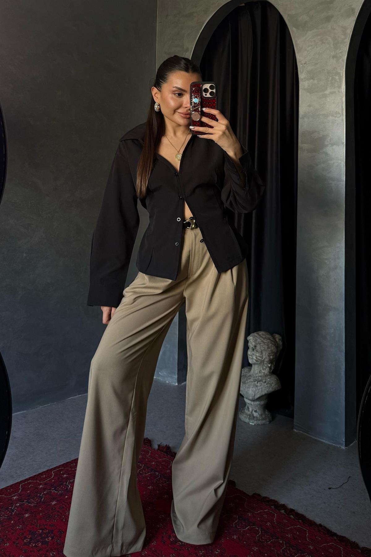 Lauren Camel Kemer B Nakışlı Pantolon
