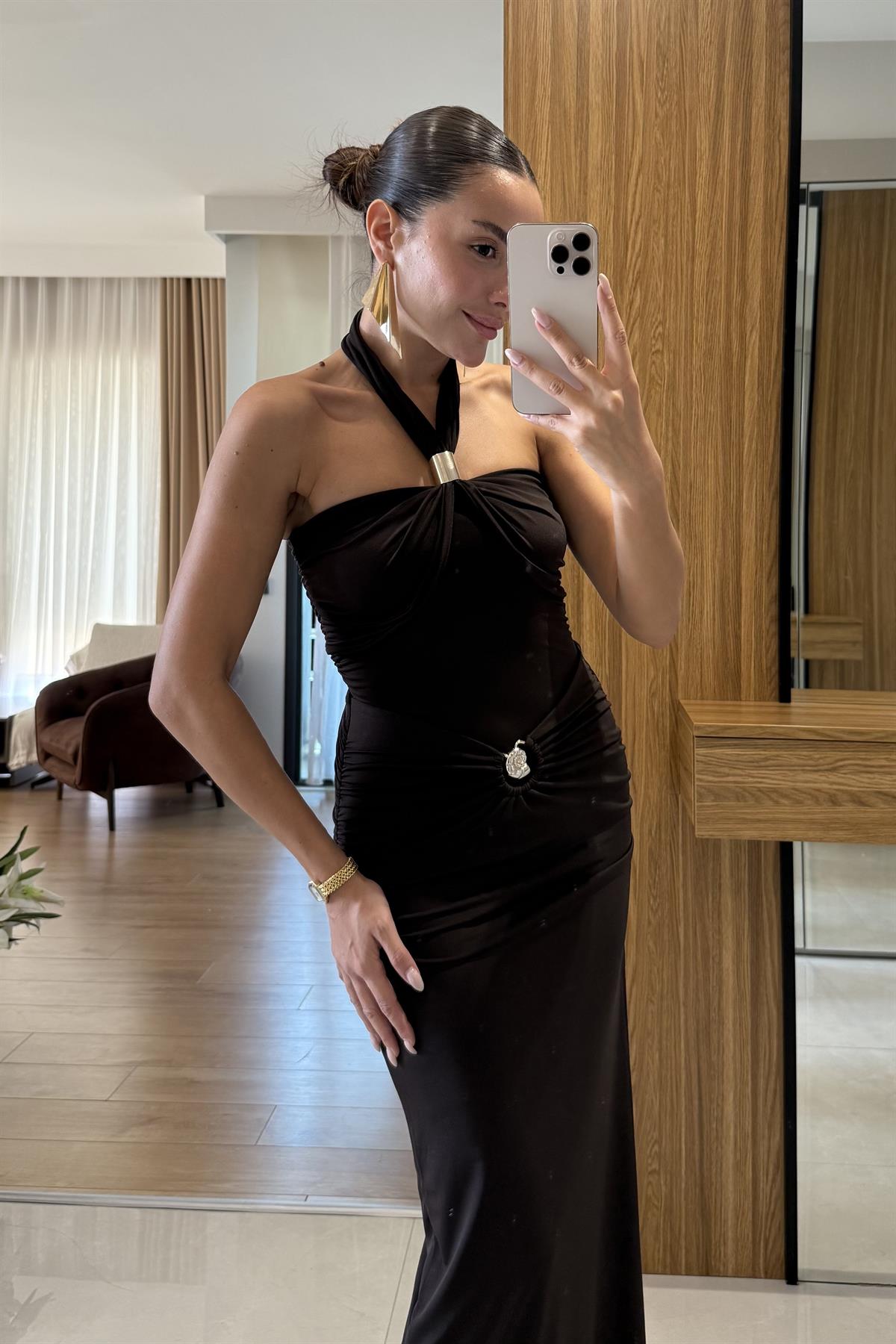 Laurent Kahve Gold Aksesuarlı Takım