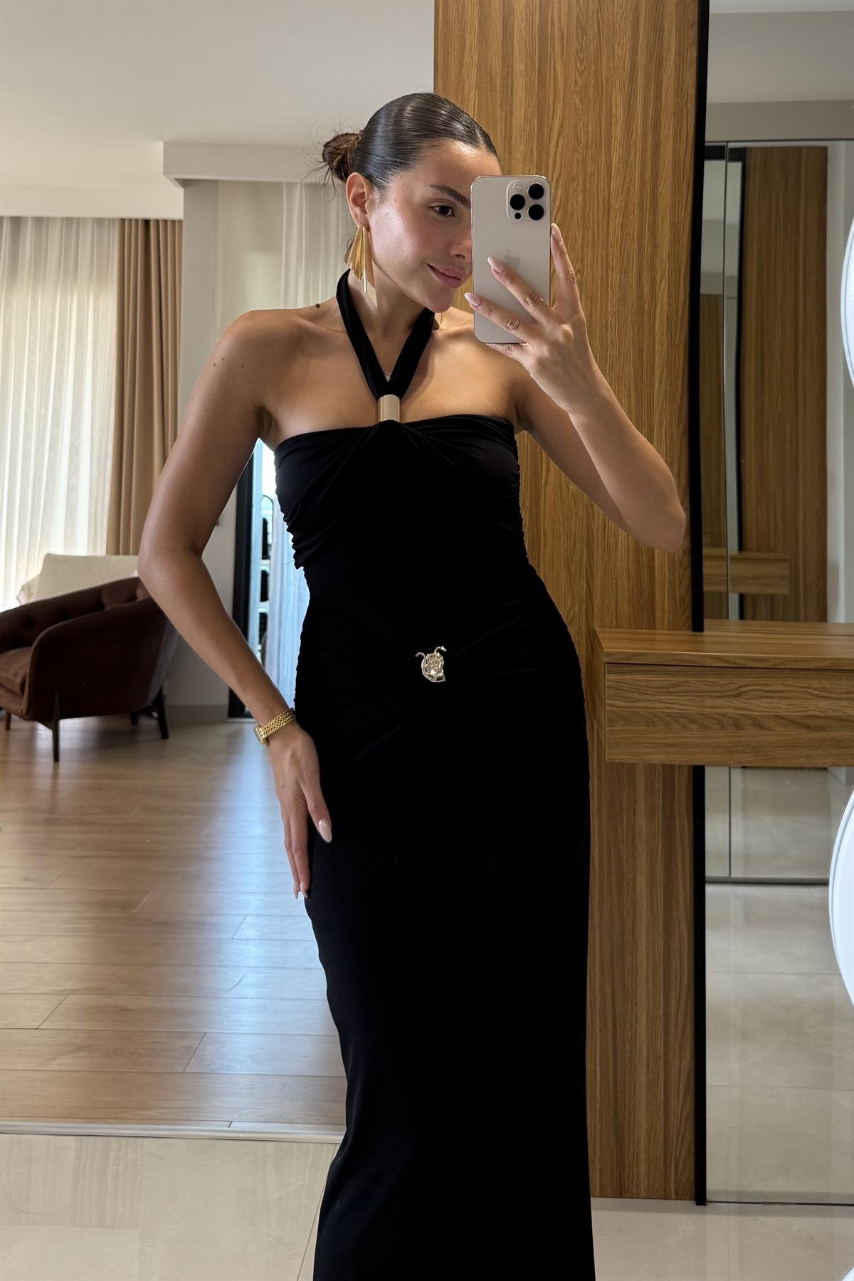 Laurent Siyah Gold Aksesuarlı Takım