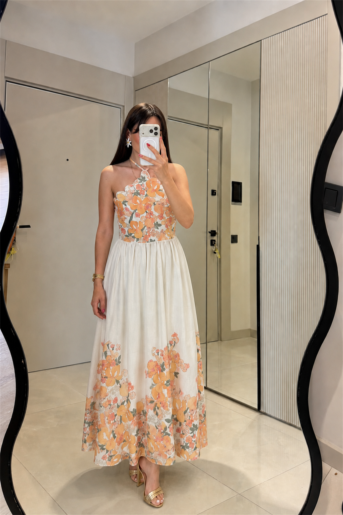 Lauretta Çiçek Desenli Tasarım Maxi Elbise