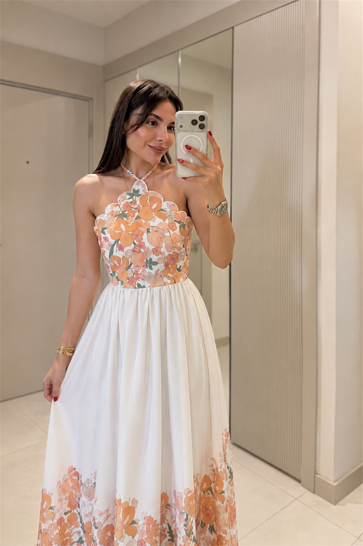 Lauretta Çiçek Desenli Tasarım Maxi Elbise