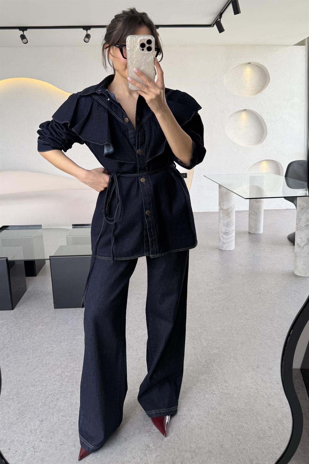 Lavia Denim Uzun Volanlı Gömlek