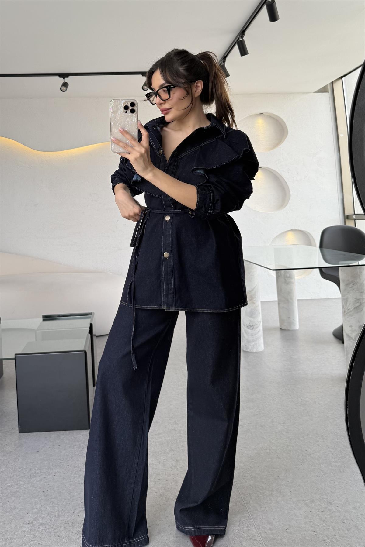 Lavia Denim Uzun Volanlı Gömlek