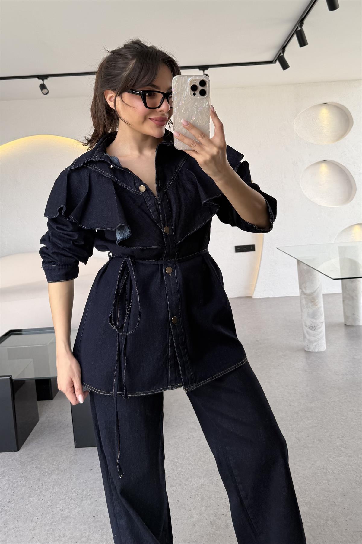 Lavia Denim Uzun Volanlı Gömlek