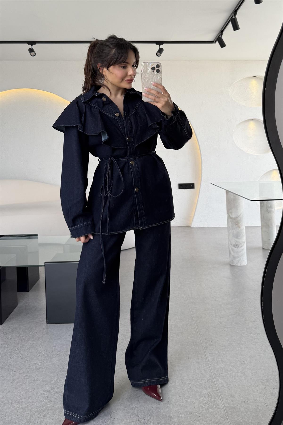 Lavia Denim Uzun Volanlı Gömlek