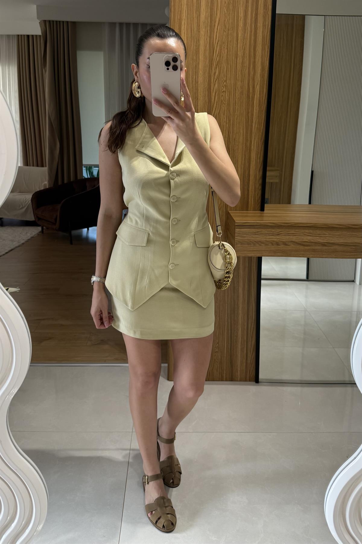 Layana Açık Sarı Premium Etek