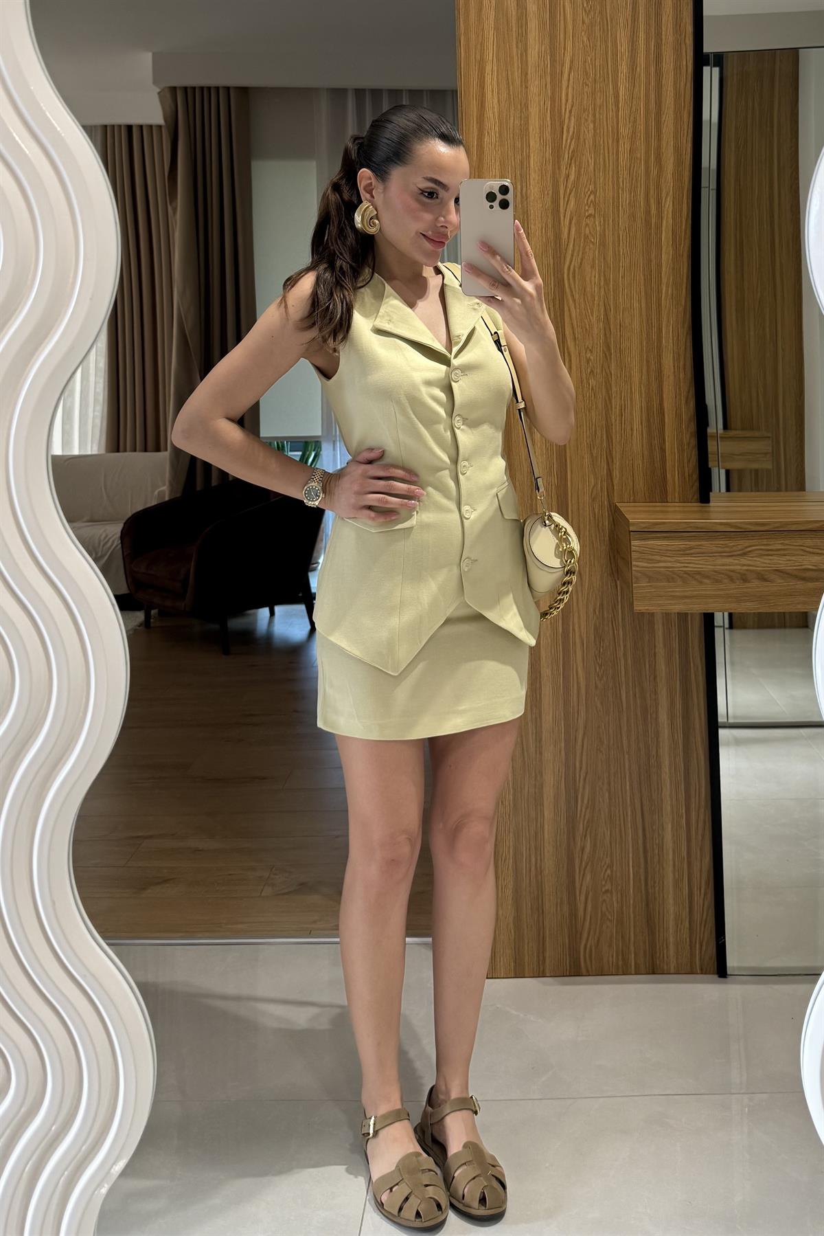 Layana Açık Sarı Premium Etek