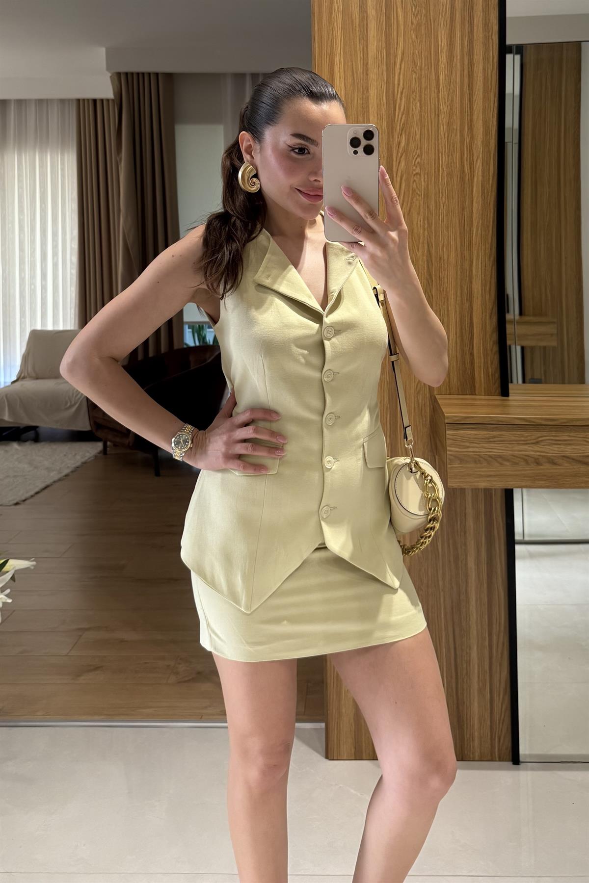 Layana Açık Sarı Premium Etek