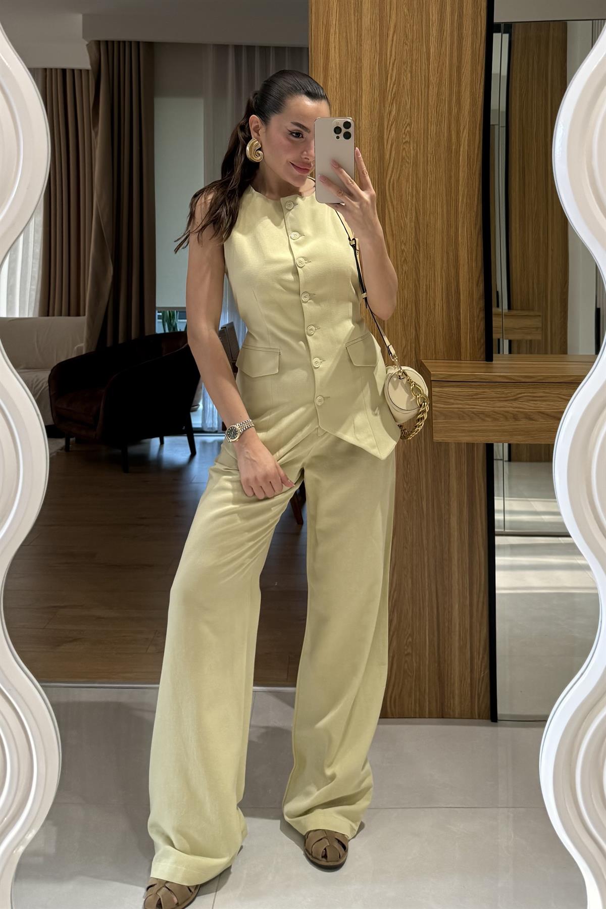 Layana Açık Sarı  Premium Pantolon