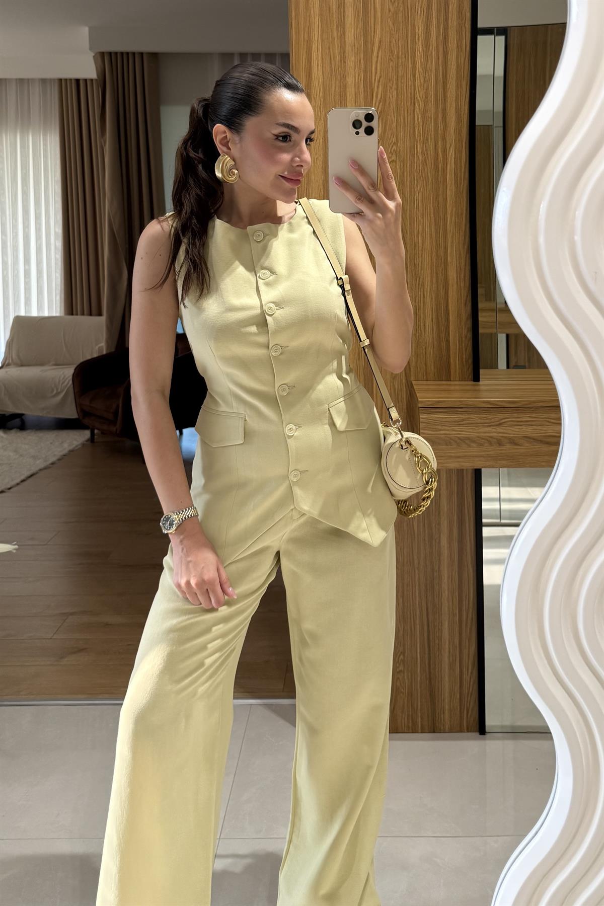 Layana Açık Sarı  Premium Pantolon